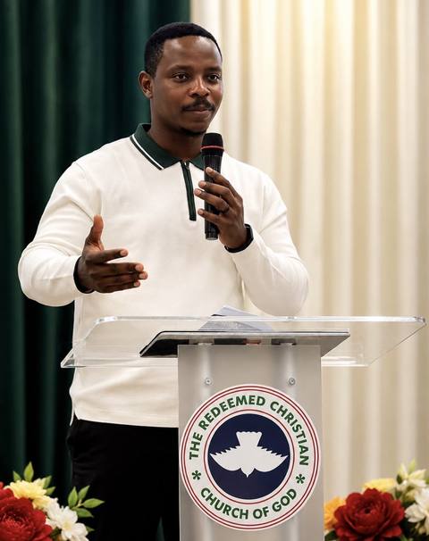 Bro Samson sharing from the pulpit
